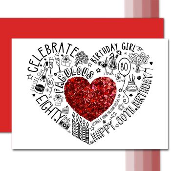 80th Birthday Girl Sparkle Card, 11 of 11