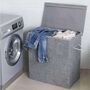 142 L Grey Fabric Double Clothes Laundry Hamper Basket, thumbnail 3 of 8