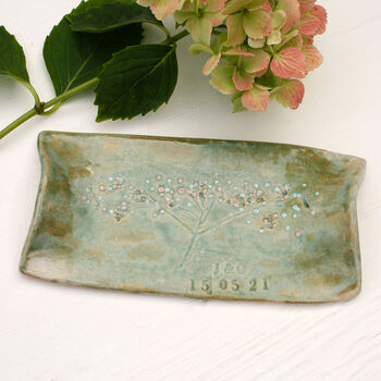 Green Floral Ceramic Butter Tray, 4 of 6