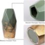 Modern Ceramic Vase Pottery Green Gold Geometric 20cm, thumbnail 5 of 5