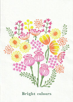 Summertime Floral Wood Block Print Three Colour Options, 3 of 6
