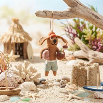 Handmade Felt Coconut Canine Dog Decoration, 2 of 5