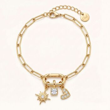 Charm Builder™ Gold Paperclip Chain Clasp Charm Bracelet, 2 of 12