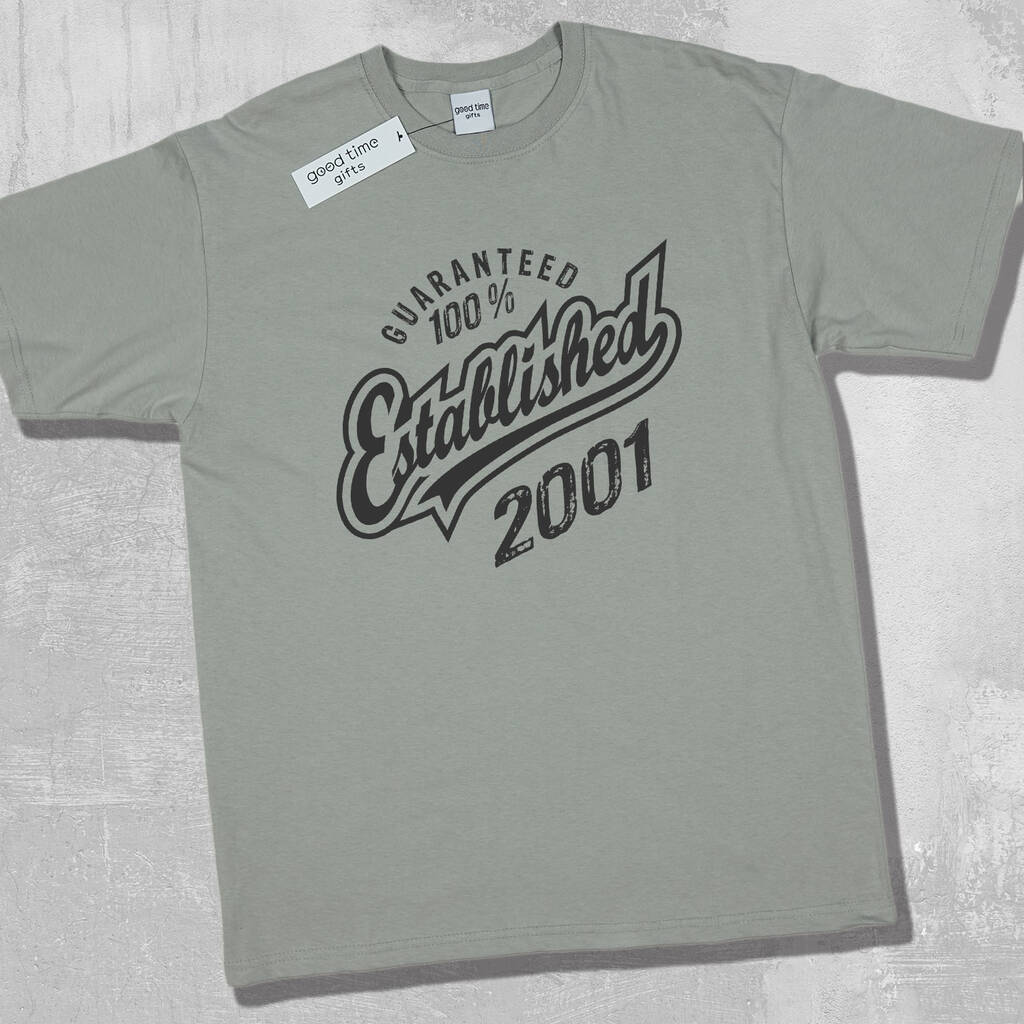 'Established 2001' 21st Birthday Gift T Shirt By Good Time Gifts ...