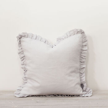 Oli Ruffle Linen Cushion Silver Grey, 2 of 8