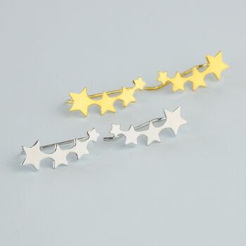 Sterling Silver Star Ear Climber Earrings, 3 of 6