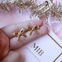 Christmas Bow Message Stud Earring, thumbnail 2 of 5