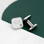 Personalised Men's Silver Tone Square Cufflink With Crystal, thumbnail 3 of 12
