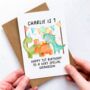 Personalised Dinosaur Birthday Age Card, thumbnail 2 of 4