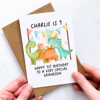 Personalised Dinosaur Birthday Age Card, 2 of 4