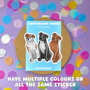 Personalised Staffy Dog Full Portrait Stickers, 3 of 8
