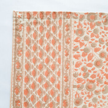 Set Of Indian Hand Block Printed Placemats, Coral, 5 of 8