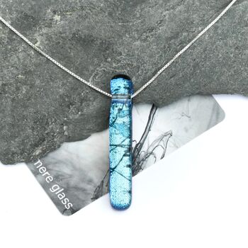 Ice Blue Glass And Sterling Silver Pendant Necklace, 3 of 12