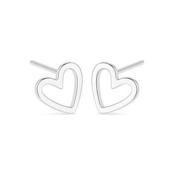 Sterling Silver Open Heart Stud Earrings – 10mm, 3 of 9