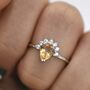 Genuine Pear Cut Citrine Crown Ring In Sterling Silver, thumbnail 2 of 12