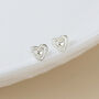 Sterling Silver Tiny Textured Heart Stud Earrings – 5mm, thumbnail 3 of 7