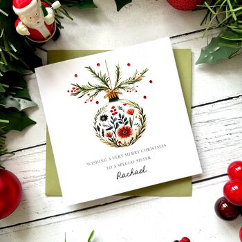 Handmade Scandi Christmas Bauble Card, 2 of 4