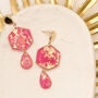 Pink And Gold Foil Speckled Drop Statement Earrings, thumbnail 1 of 8