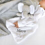 Personalised White Elephant With Bow Baby Comforter, thumbnail 1 of 4