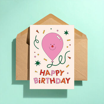 Birthday Balloon Greeting Card Pink, 3 of 3