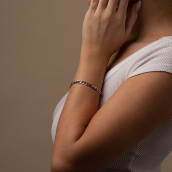 Womens Silver Engraved Figaro Bracelet, 8 of 10