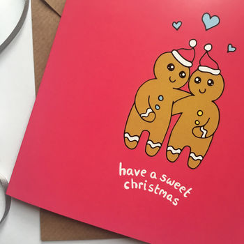 Romantic Christmas Card Gingerbread People, 2 of 3