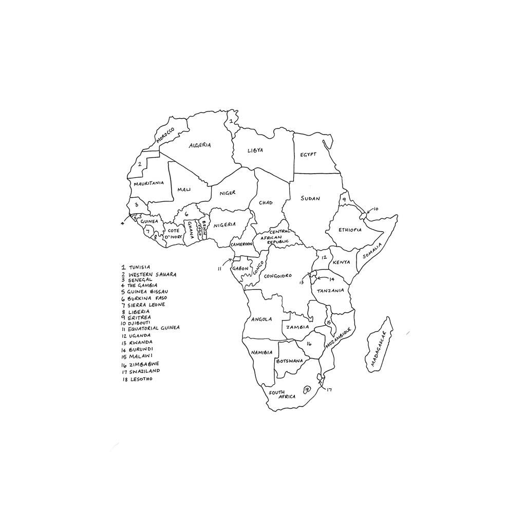 Map Of Africa Print Out Personalised Map Of Africa Print By Draw Ink Designs 
