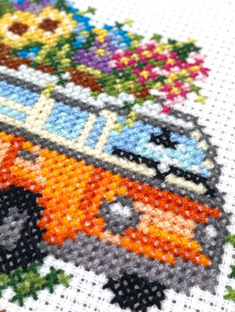 Flower Campervan Cross Stitch Kit, 3 of 9