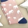 Bamboo Elephants Socks In Dusky Pink, thumbnail 2 of 2