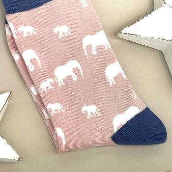 Bamboo Elephants Socks In Dusky Pink, 2 of 2
