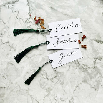 Green Tassel, Hand Calligraphy Place Cards, 3 of 3