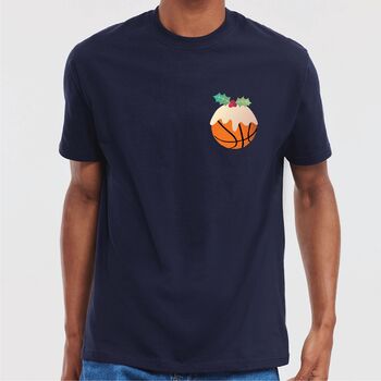 Personalised Basketball Christmas Pudding T Shirt, 2 of 3