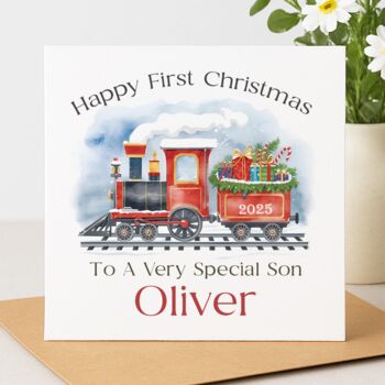 Personalised Train First Christmas Card, 3 of 3