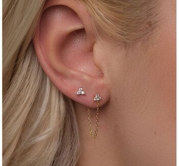 Gold Chain Earrings, Stud Earring, Free Personalisation, 2 of 7