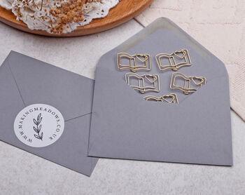 Gold Paper Clips Reading Book Shaped Metal Paperclip For Wedding Or Office Stationery, 2 of 2