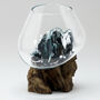 Handmade Molten Glass Decorative Bowl On Wooden Stand, thumbnail 3 of 6