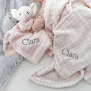 Personalised Pink Elephant Comforter And Blanket Set, 3 of 12