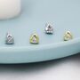Tiny Cz Heart Stud Earrings In Sterling Silver, thumbnail 3 of 10