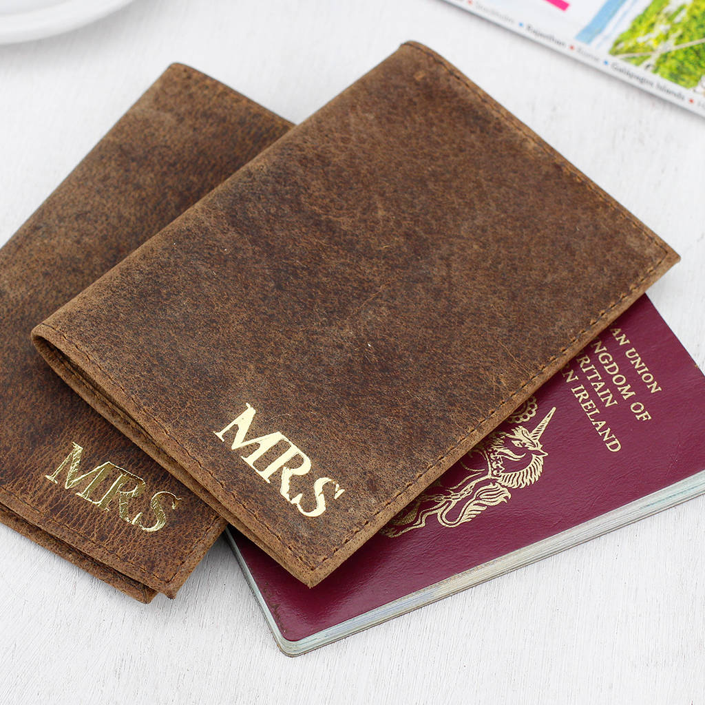 personalised leather passport holder by scaramanga