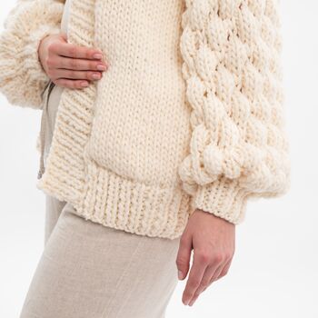 Easy Bubble Stitch Cardigan Knitting Kit, 2 of 12