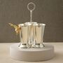 Silver Triple Cup Cutlery Holder With Gold Deer Detail, thumbnail 1 of 2