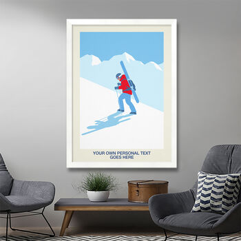 Personalised Powder Skier Walking Art Print, 3 of 6