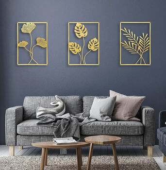 Sale! Handcrafted Metallic Gold Leaf Wall Art Decor, 4 of 12