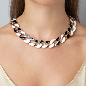Black And White Enamel Curb Chain Link Necklace, 2 of 6