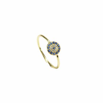 Evil Eye Band Ring Rose Or Gold Plated 925 Silver, 6 of 10
