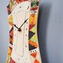 Ceramic Wall Clock Handmade Triangle Geometric Desing Multicoloured, thumbnail 4 of 6