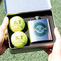 Personalised Tennis Hip Flask And Balls Tin Gift For Him, thumbnail 2 of 6