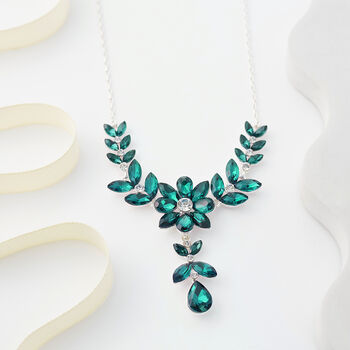 Emerald Green Floral And Leaf Necklace, 2 of 3