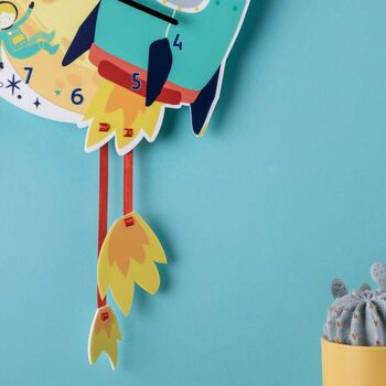 Launching Space Rocket Wall Clock With Child's Name, 3 of 5