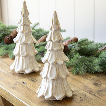 Stoneware White Ceramic Christmas Tree, 2 of 3